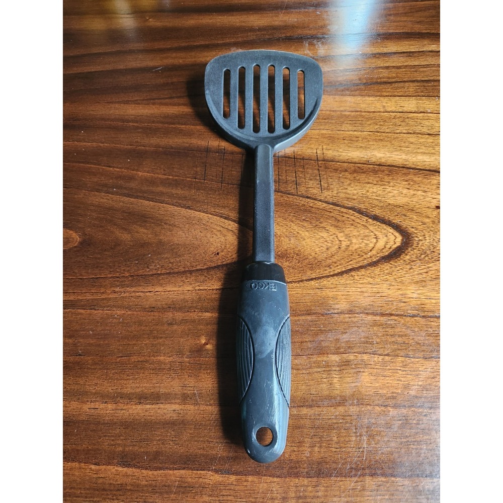 EKCO BLACK EASY GRIP HANDLE SLOTTED TURNER FLIPPER SPATULA UTENSIL 12 1/2"